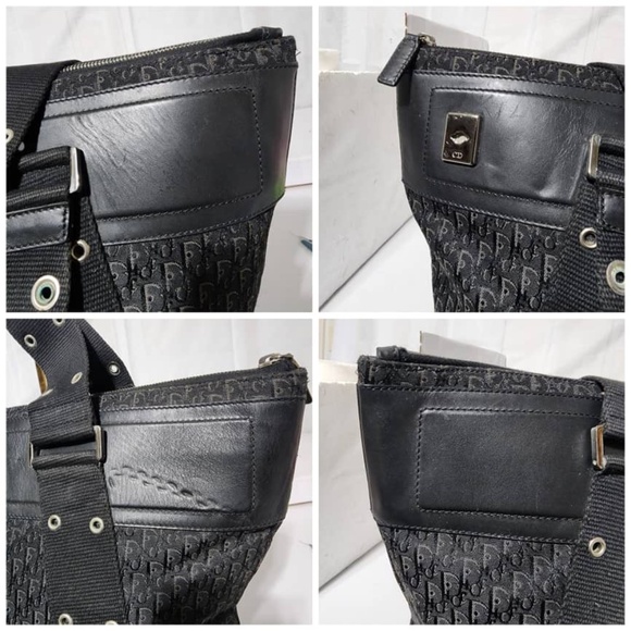 Authentic CHRISTIAN DIOR Vintage Canvas Diorissimo Tote Bag Black - Picture 4 of 5